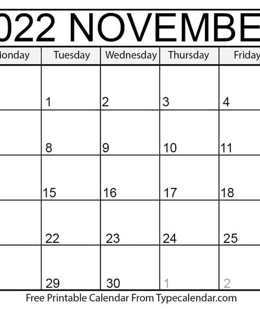 avatar November Calendar 2022